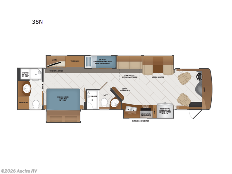 2026 Fleetwood Discovery 38N - Used Class A For Sale by Ancira RV in Boerne, Texas features Slideout