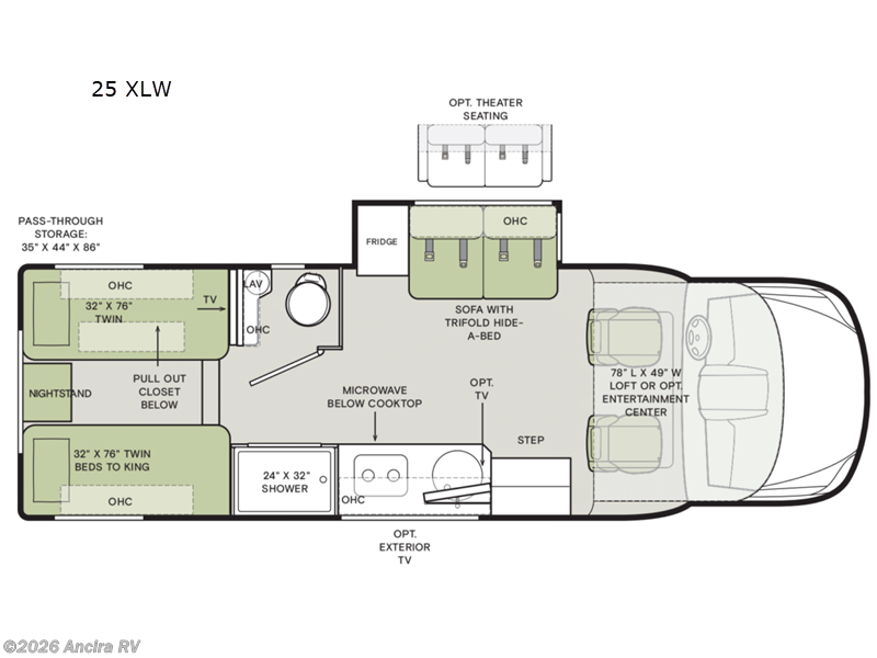 2026 Tiffin Wayfarer 25 XLW - New Class C For Sale by Ancira RV in Boerne, Texas features Slideout