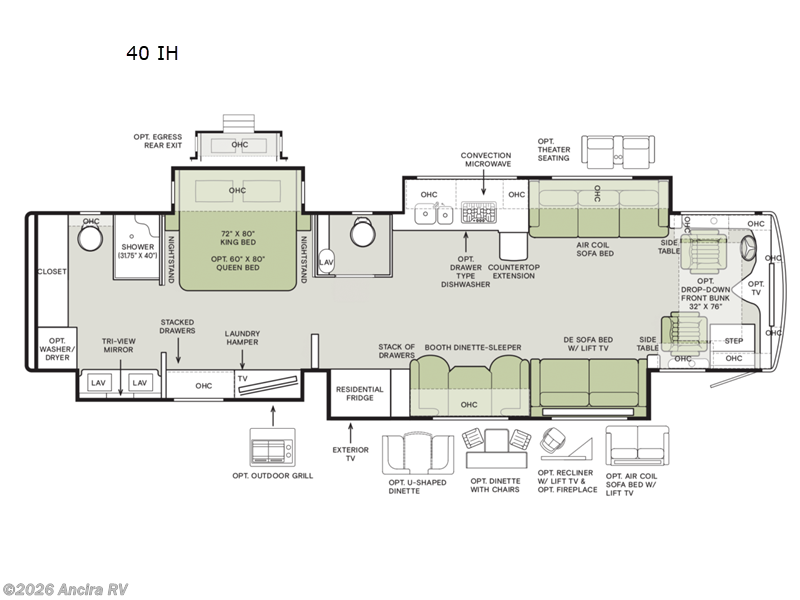 2026 Tiffin Phaeton 40 IH - New Class A For Sale by Ancira RV in Boerne, Texas features Slideout
