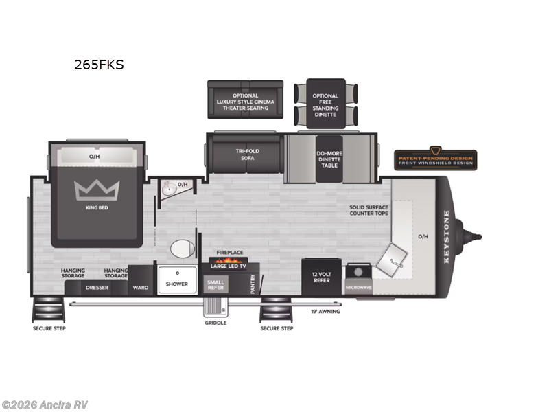 2026 Keystone Bullet 265FKS - New Travel Trailer For Sale by Ancira RV in Boerne, Texas features Slideout