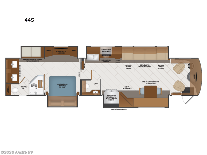 2026 Fleetwood Discovery LXE 44S - New Class A For Sale by Ancira RV in Boerne, Texas features Slideout