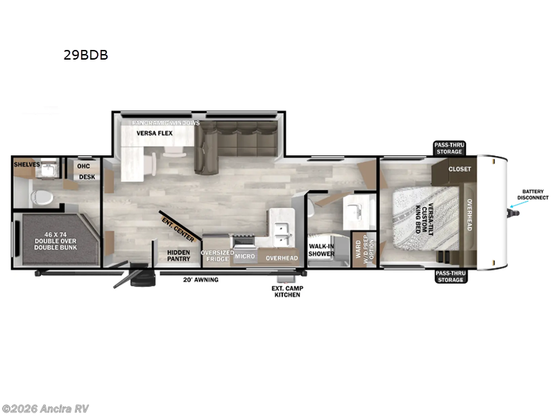 2025 Forest River Wildwood 29BDB - Used Travel Trailer For Sale by Ancira RV in Boerne, Texas features Slideout
