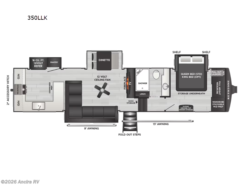 2026 Keystone Cougar 350LLK - New Fifth Wheel For Sale by Ancira RV in Boerne, Texas features Slideout