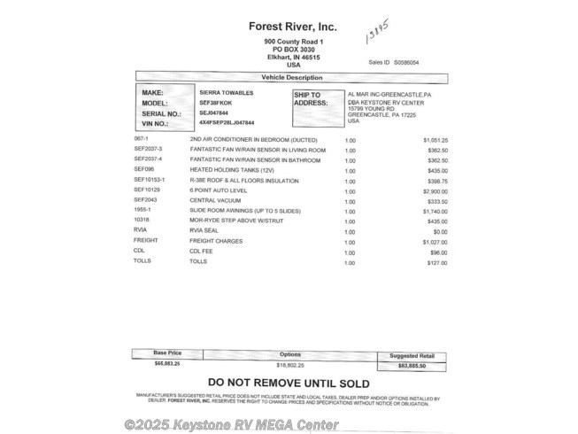 13895 2020 Forest River Sierra 38fkok Fifth Wheel For Sale In