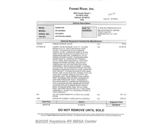 14626 2020 Forest River Surveyor Luxury 267rbss Travel Trailer