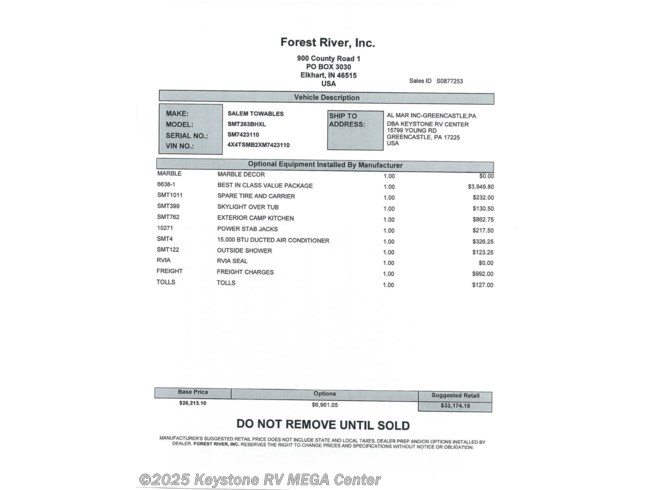 2021 Forest River Salem Cruise Lite 263bhxl Rv For Sale In Greencastle Pa 17225 15019 Rvusa Com Classifieds