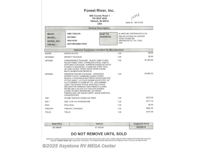 14998 2021 Forest River Vibe 28bh Travel Trailer For Sale In Greencastle Pa