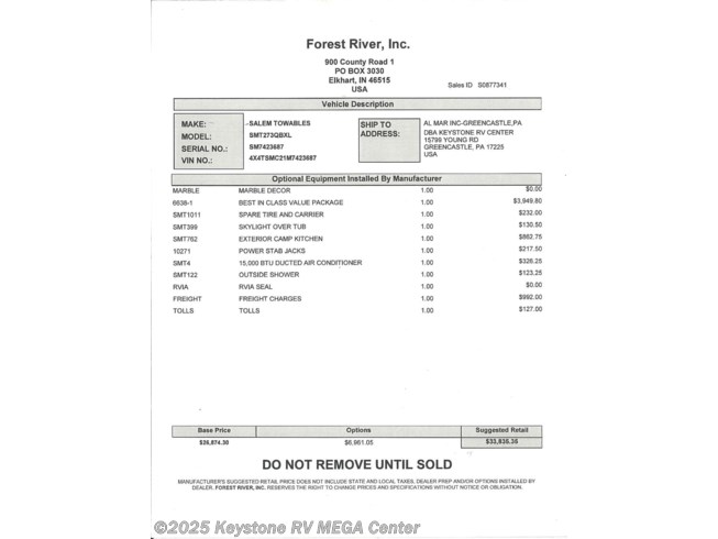 2021 Forest River Salem Cruise Lite 273qbxl Rv For Sale In Greencastle Pa 17225 15315 Rvusa Com Classifieds