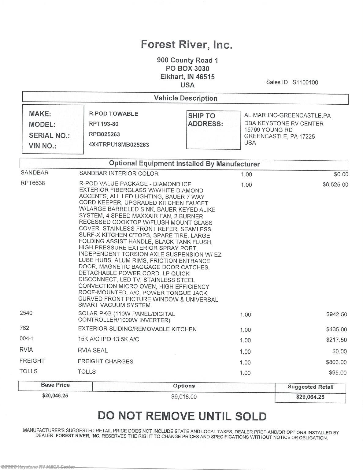 8mb025263 2021 Forest River R Pod 193 Travel Trailer For Sale In
