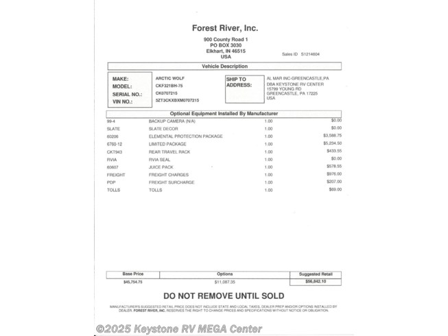 15606 2021 Forest River Arctic Wolf 321bh Fifth Wheel For Sale In Greencastle Pa