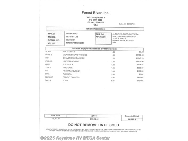 15627 2021 Forest River Alpha Wolf 33bh L Travel Trailer For Sale In Greencastle Pa