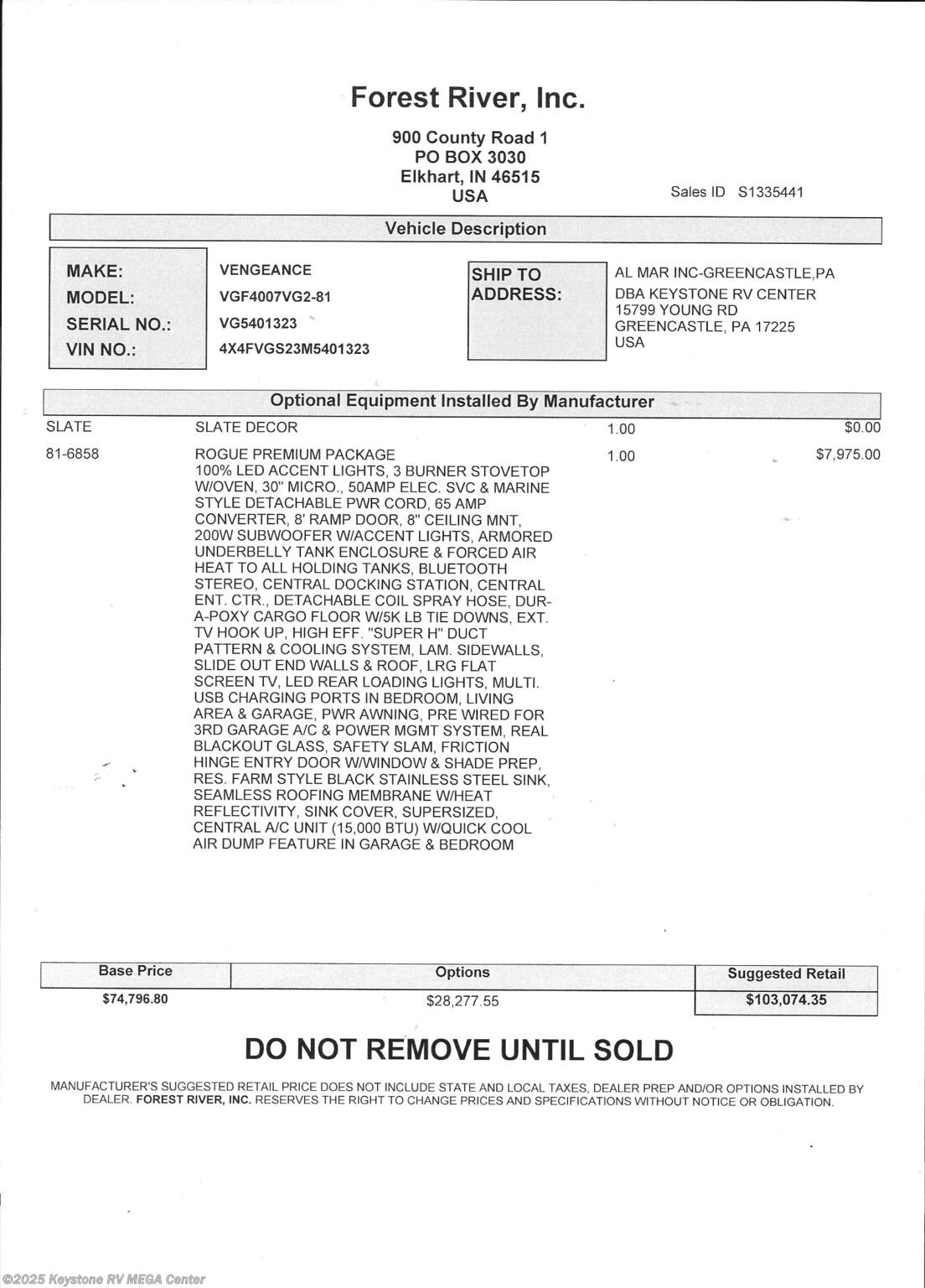 2021 Forest River Vengeance Rogue Armored 4007 Rv For Sale In Greencastle Pa 17225 16864 Rvusa Com Classifieds
