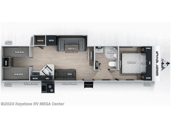 Floorplan of 2022 Forest River Cherokee Grey Wolf 29BRB