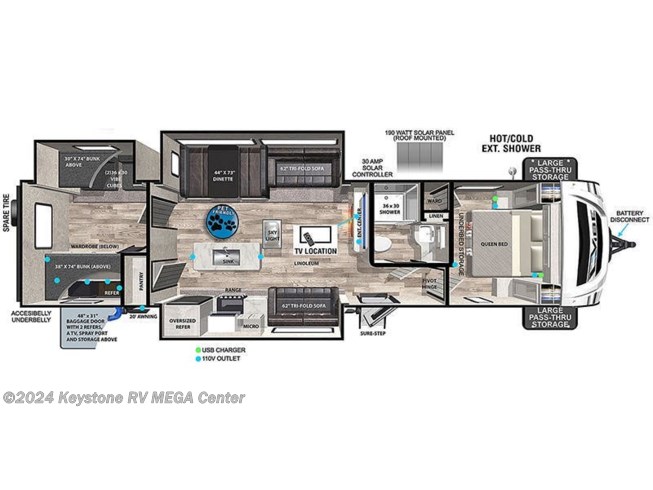 Floorplan of 2022 Forest River Vibe 34BH