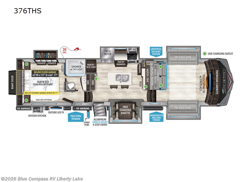 2022 Grand Design Momentum 376THS - Used Toy Hauler For Sale by Blue Compass RV Liberty Lake in Liberty Lake, Washington features Slideout