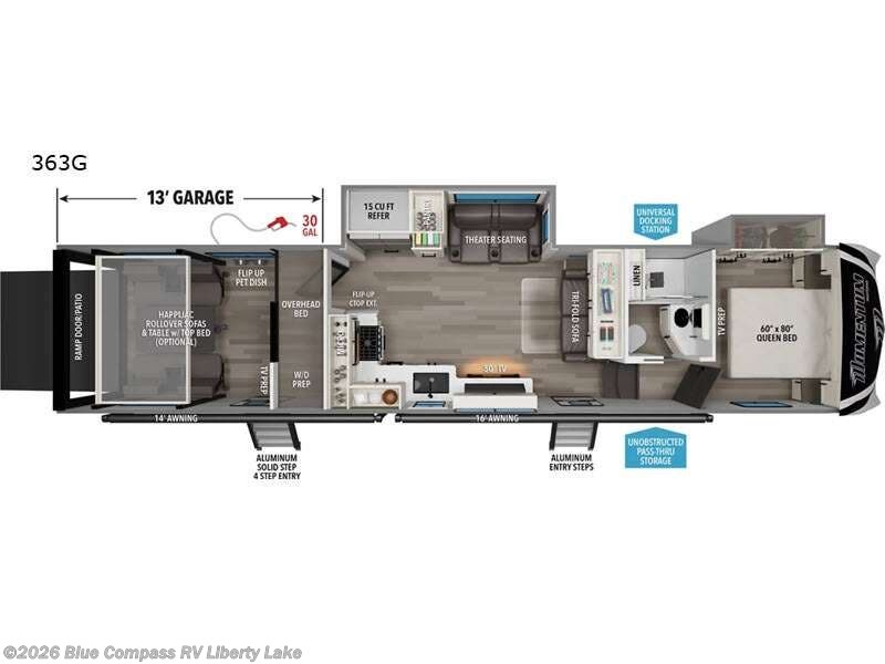 2027 Grand Design Momentum G-Class 363G - New Toy Hauler For Sale by Blue Compass RV Liberty Lake in Liberty Lake, Washington features Slideout