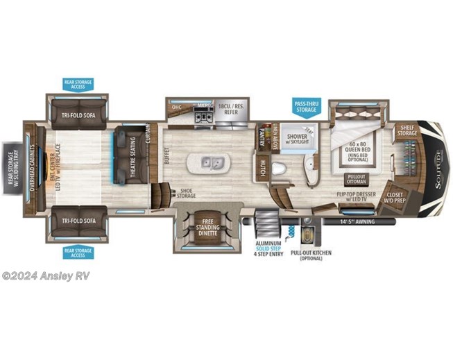 2021 Grand Design Solitude 375RES-R floorplan image