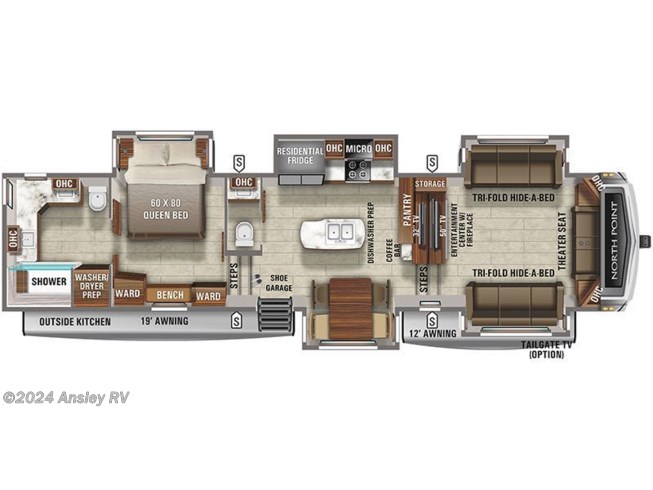 2022 Jayco North Point 382FLRB floorplan image