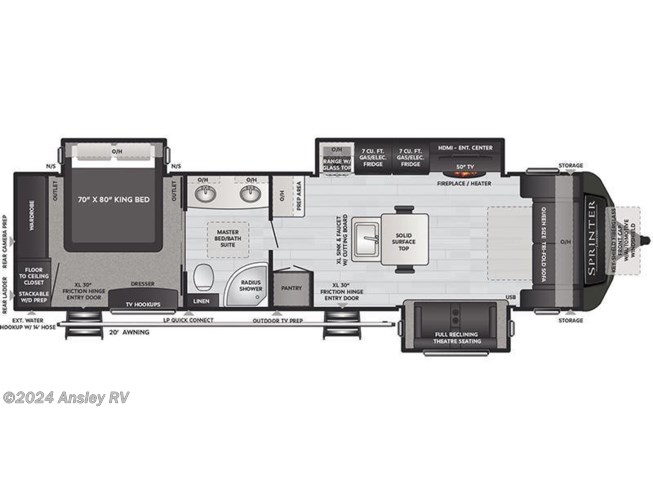 2021 Keystone Sprinter Limited 330KBS floorplan image