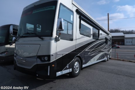 &lt;p&gt;&lt;span style=&quot;font-size: 11px;&quot;&gt;FREIGHTLINER 450HP CHASSIS, ON GUARD COLLISION MITIGATION, ADAPTIVE CRUISE SYSTEM WITH ADJUSTABLE FOLLOWING DISTANCE CONTROL, ELECTRIC RADIANT FLOOR HEAT, ALL ELECTRIC COACH, INDUCTION COOKTOP, 2800W PURE SINE INVERTER, 8 AGM BATTERIES, CENTRAL VACUUM WITH TOOL KIT, DISHWASHER IN A DRAWER, TWO PIECE SPLENDIDE WASHER AND DRYER, EXTERIOR ENTERTAINMENT CENTER IN SIDEWALL (43&quot; SAMSUNG 4K LED TV &amp;amp; BOSE SOUNDBAR), OMNIVIEW NS360 CAMERA SYSTEM,43&quot; 4k LED TV IN FRONT OVERHEAD, UNIVERSAL REMOTE CONTROL, UNIVERSAL TOLL MODULE, WIFI SYSTEM EVEREST WITH ASPEN INTERIOR ROUTER, WINEGARD AUTOMATIC OPEN FACE SATTELITE DISH, DINETTE COMBO DESK WITH BUFFET TABLE, HEATED DRIVER AND PASSENGER SEATS, SLEEP NUMBER AIR MATTRESS, EXTRA WIDE PASSENGER SEAT, DOCKING LIGHTS, SOLAR PREP, TRANSFER SWITCH WITH SURGE PROTECTOR, BAGGAGE DOOR STAINLESS STEEL TRIM KIT, STORAGE TRAY IN BAY 2 AND 3. MCD POWER WINDOW SHADES WITH REMOTE CONTROL, SAFE IN WARDROBE, ASSIST HANDLE IN SHOWER, HOT WATER LINE TO GENERATOR, GIRARD AWNING PACKAGE, NOVA SIDE AWNINGS, SLIDEOUT COVERS, ENTRANCE DOOR AND POWER WINDOW AWNINGS, KITCHEN WINDOW.&lt;/span&gt;&lt;/p&gt;
