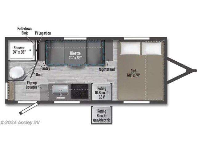 2023 Winnebago Micro Minnie 1720FB floorplan image