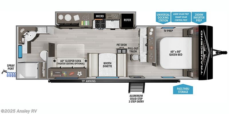 Floorplan of 2026 Grand Design Transcend Xplor 26RBX