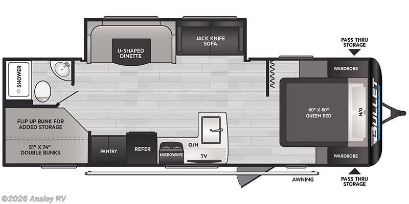 Floorplan of 2025 Keystone Bullet Classic 2640BH