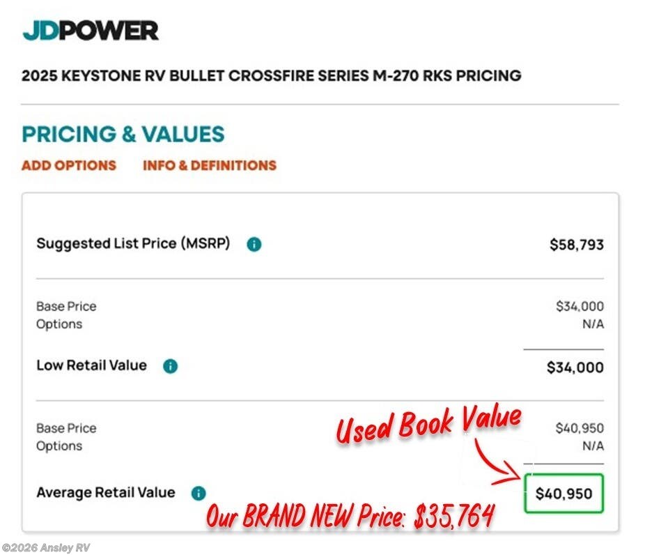 2025 Keystone Bullet Crossfire 270RKS - New Travel Trailer For Sale by Ansley RV in Duncansville, Pennsylvania features Medicine Cabinet, Hitch, Exterior Speakers, Air Conditioning, Leveling Jacks