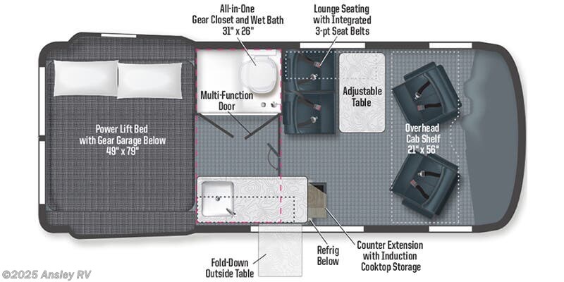 Floorplan of 2025 Winnebago Revel 44E
