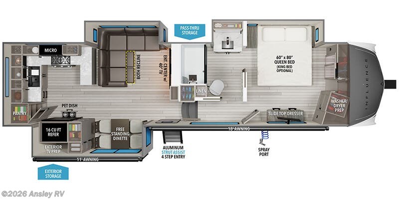Floorplan of 2025 Grand Design Influence 3203GK