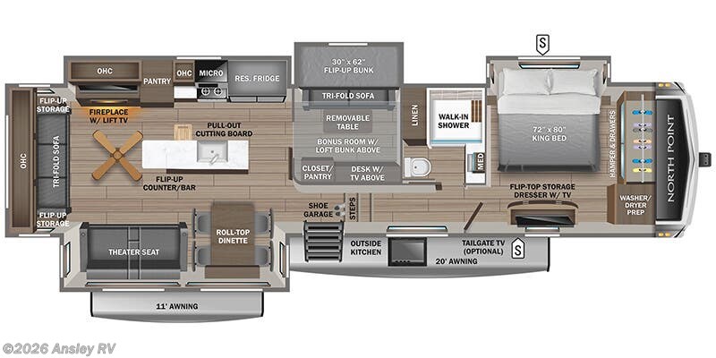 Floorplan of 2026 Jayco North Point 377RLBH