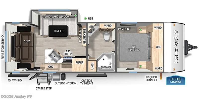 Floorplan of 2025 Forest River Cherokee Grey Wolf 23MK