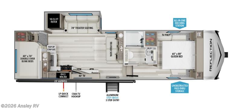 Floorplan of 2026 Grand Design Reflection 100 Series 27BH