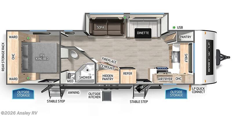 Floorplan of 2026 Forest River Cherokee Grey Wolf 27GH