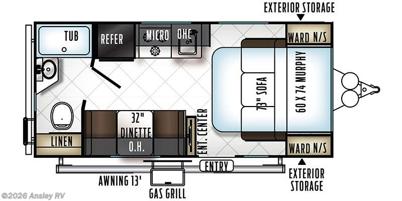 Floorplan of 2019 Forest River Rockwood Mini Lite 1905