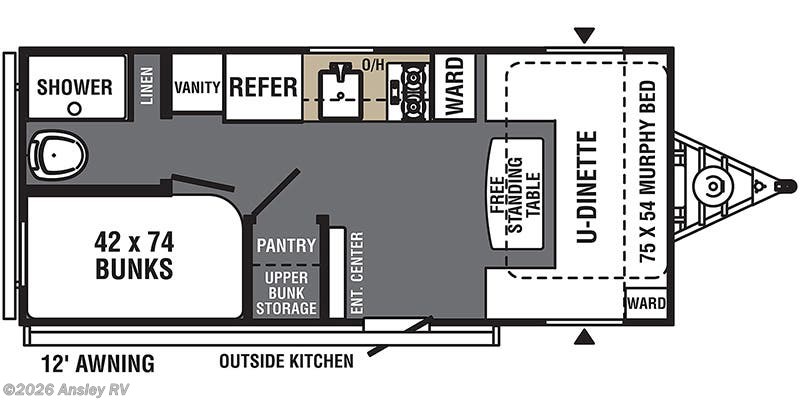 Floorplan of 2022 Coachmen Clipper Ultra-Lite Single Axle 182DBU