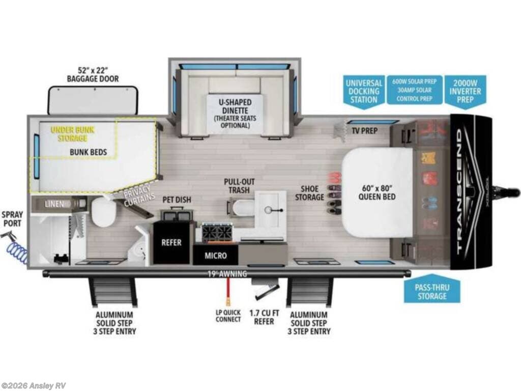2026 Grand Design Transcend Xplor 23BHX - New Travel Trailer For Sale by Ansley RV in Duncansville, Pennsylvania