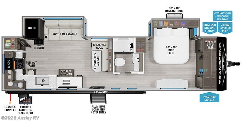 2026 Grand Design Transcend 315RKT - New Travel Trailer for sale by Ansley RV in Duncansville, Pennsylvania