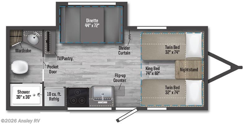 Floorplan of 2026 Winnebago Micro Minnie 2108TB