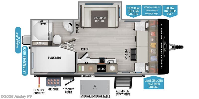 2026 Grand Design Transcend One 161BH - New Travel Trailer for sale by Ansley RV in Duncansville, Pennsylvania