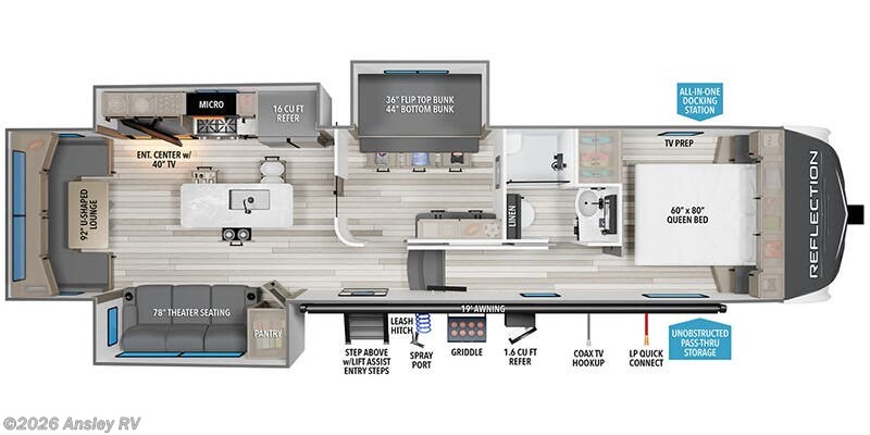 Floorplan of 2026 Grand Design Reflection 324MBS