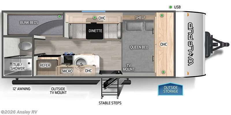 Floorplan of 2026 Forest River Cherokee Wolf Pup 16LP