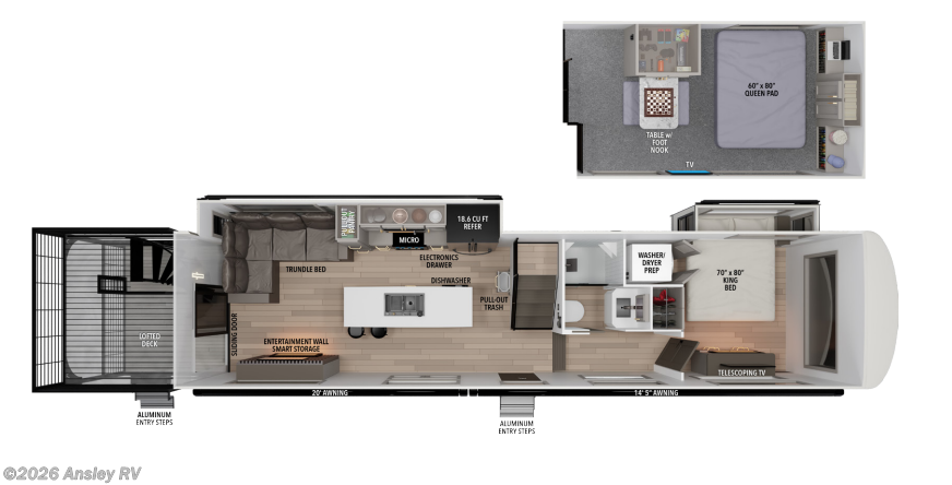 2026 Grand Design Foundation 42GD - New Destination Trailer For Sale by Ansley RV in Duncansville, Pennsylvania features Refrigerator, Washer, Smart TV, Surround Sound System, Satellite Prepped