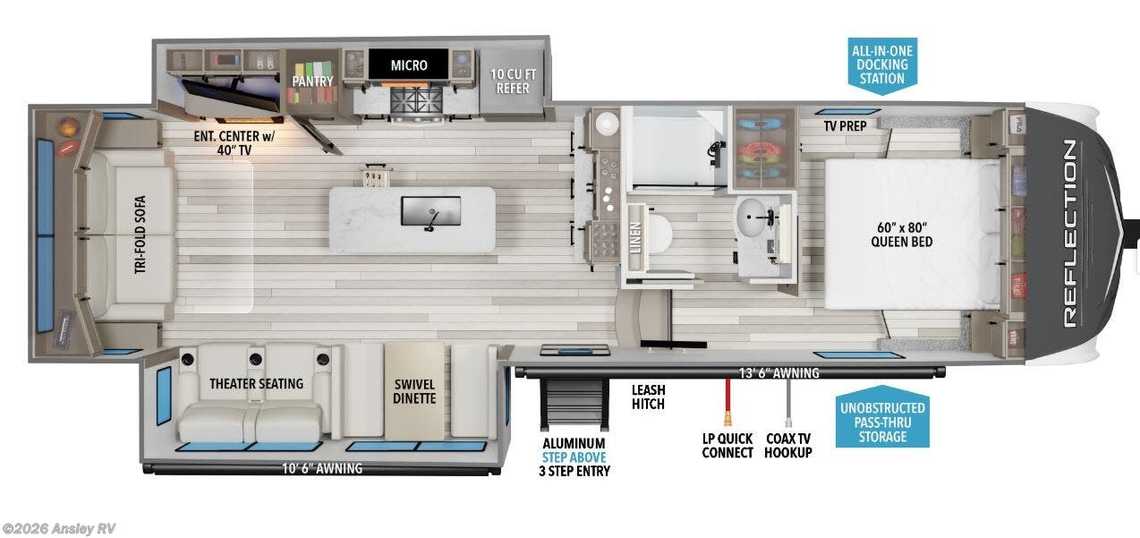 Floorplan of 2026 Grand Design Reflection 150 Series 295RL