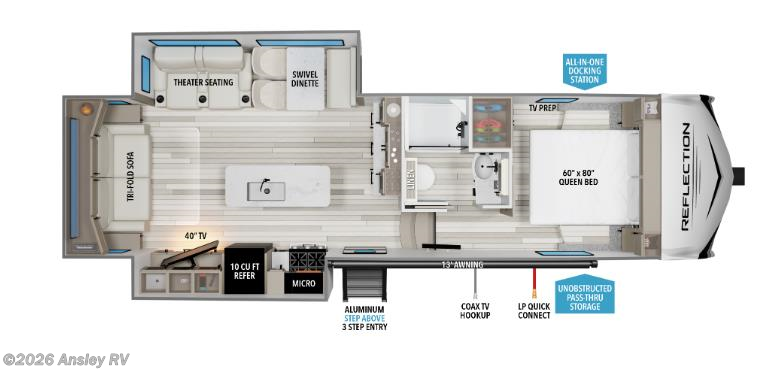 Floorplan of 2026 Grand Design Reflection 100 Series 28RL