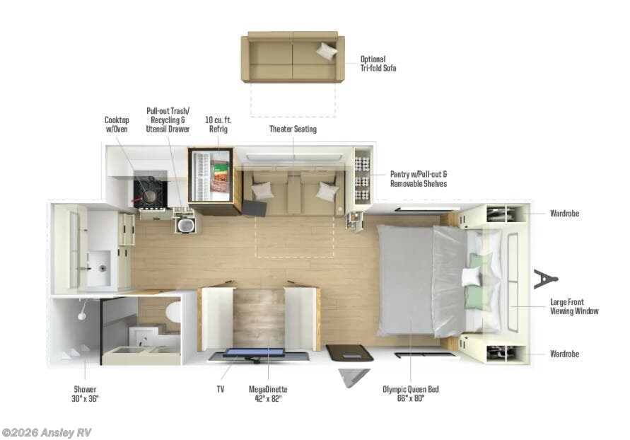 2026 Winnebago Thrive 22MLS - New Travel Trailer For Sale by Ansley RV in Duncansville, Pennsylvania features Power Stabilizer Jacks, Exterior Speakers, Solar Prep, Ladder, Stabilizer Jacks