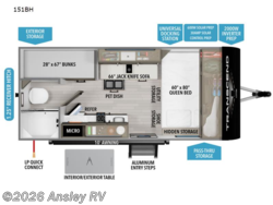 Stock Image for 2026 Grand Design 151BH (options and colors may vary) 2026 Grand Design Transcend One 151BH - New Travel Trailer for sale by Ansley RV in Duncansville, Pennsylvania