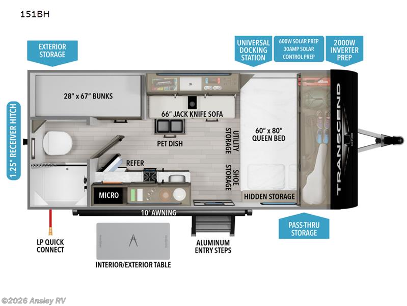 Stock Image for 2026 Grand Design 151BH (options and colors may vary)