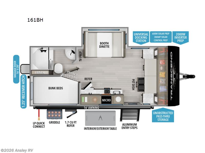 Stock Image for 2026 Grand Design 161BH (options and colors may vary)