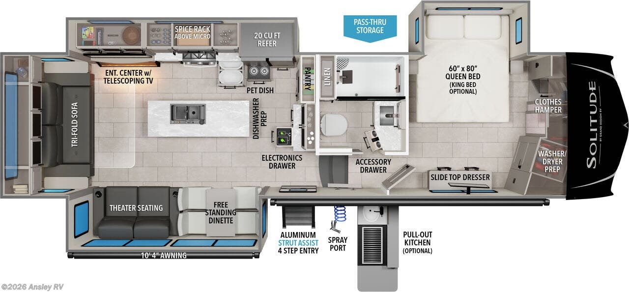 Floorplan of 2026 Grand Design Solitude 310GK